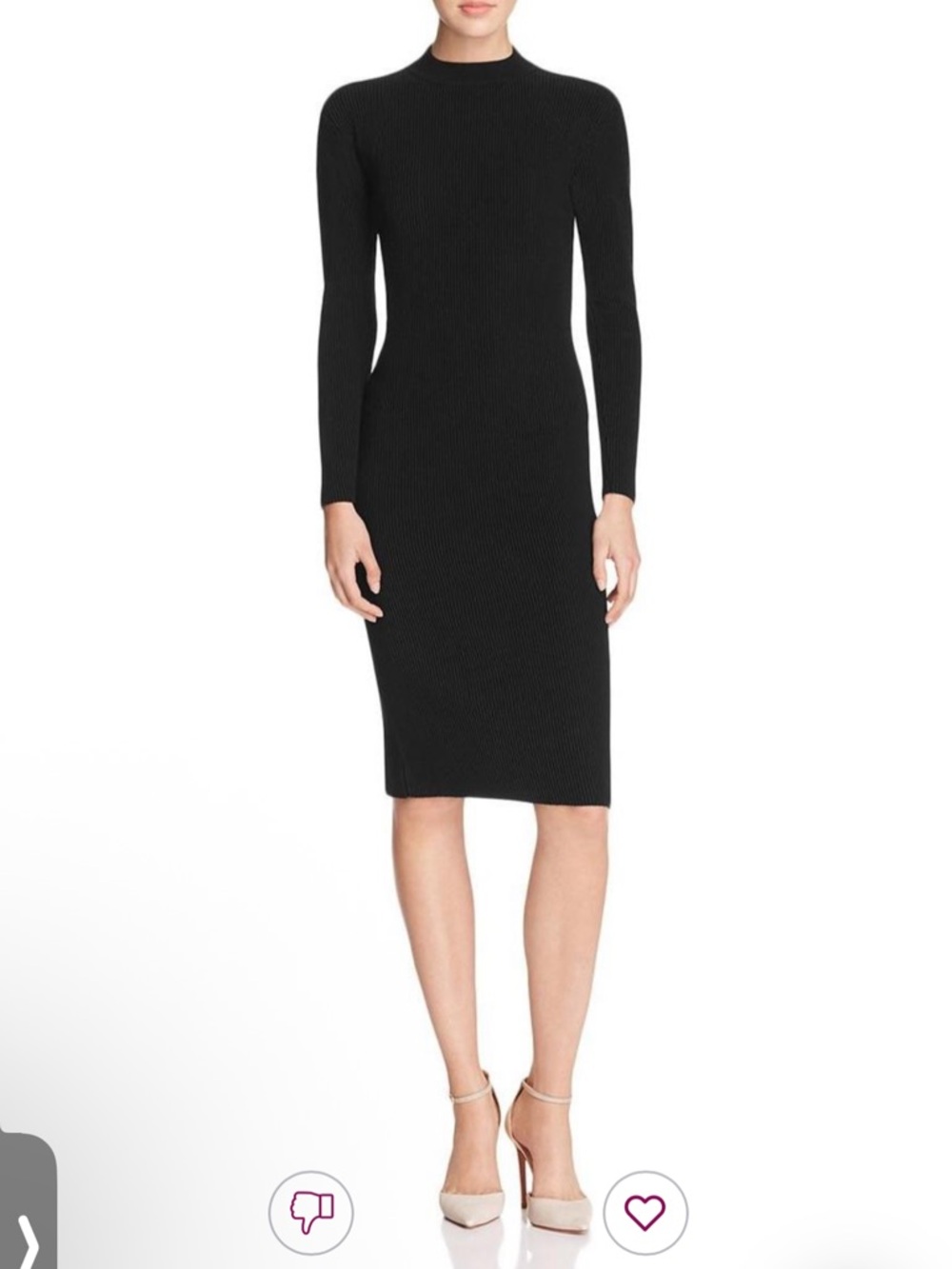 Rebecca Minkoff Magri Black Ribbed Open Back Midi Dress Medium NWT